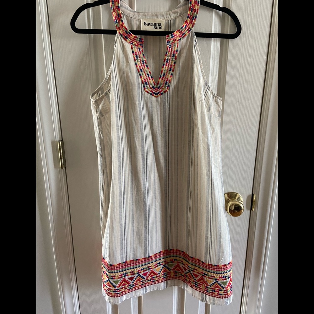 Savanna Jane embroidered cotton halter dress